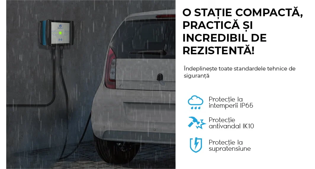 Detalii tehnice — Stație Încărcare Vehicule Electrice 22kW, Reglabila, AMPEVO
