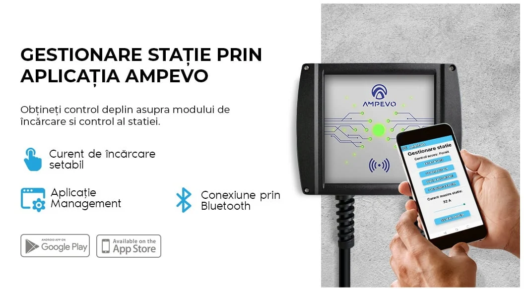 Detalii tehnice — Stație Încărcare Vehicule Electrice 22kW, Reglabila, AMPEVO