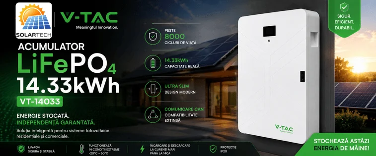 Detalii tehnice — Acumulator Slim LiFePO4 14.33kWh VT-14033, V-TAC