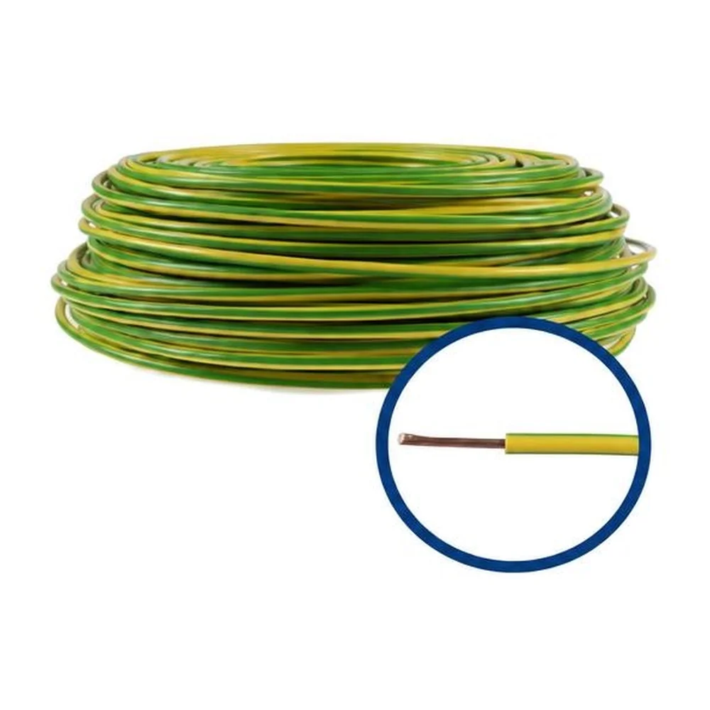 Cablu impamantare MYF 6 mm, 1metru, rola 100 metri, Galben/Verde S07Z1-K