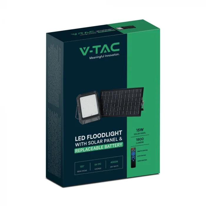 Proiector Solar LED 1800lm, Baterie externa 12Ah, Culoare 4000K