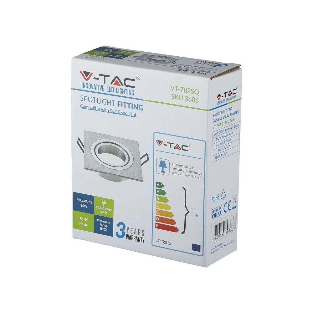 1 x Carcasă pentru spoturi LED GU10, Pătrat, Aluminiu