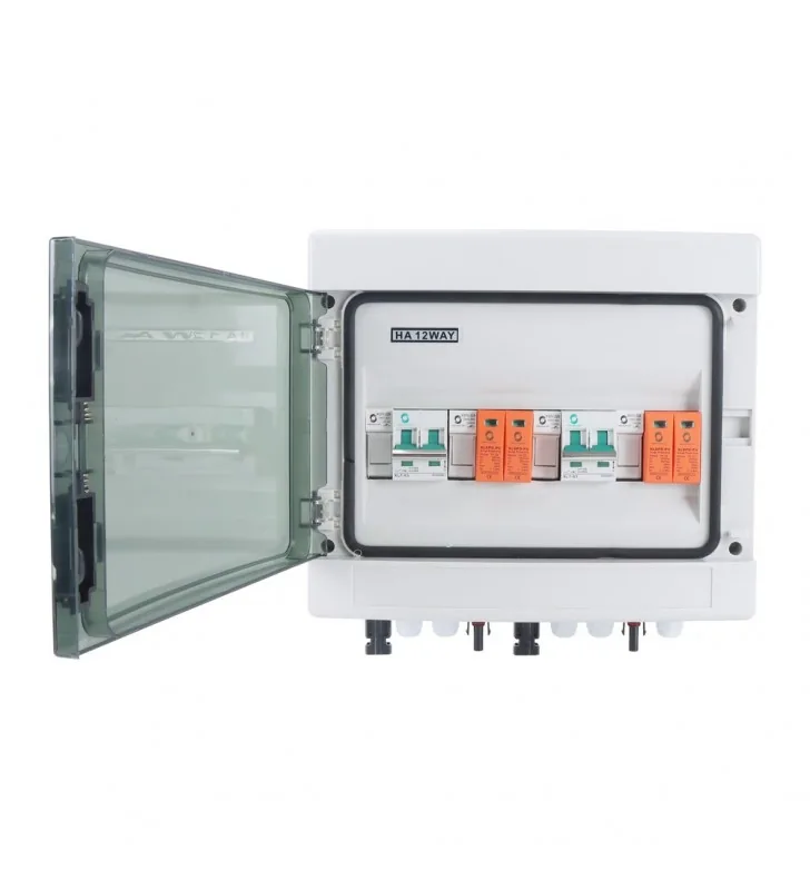Tablou protecție DC fotovoltaic 2 stringuri 500V – siguranțe 15A, MCB 16A, SPD