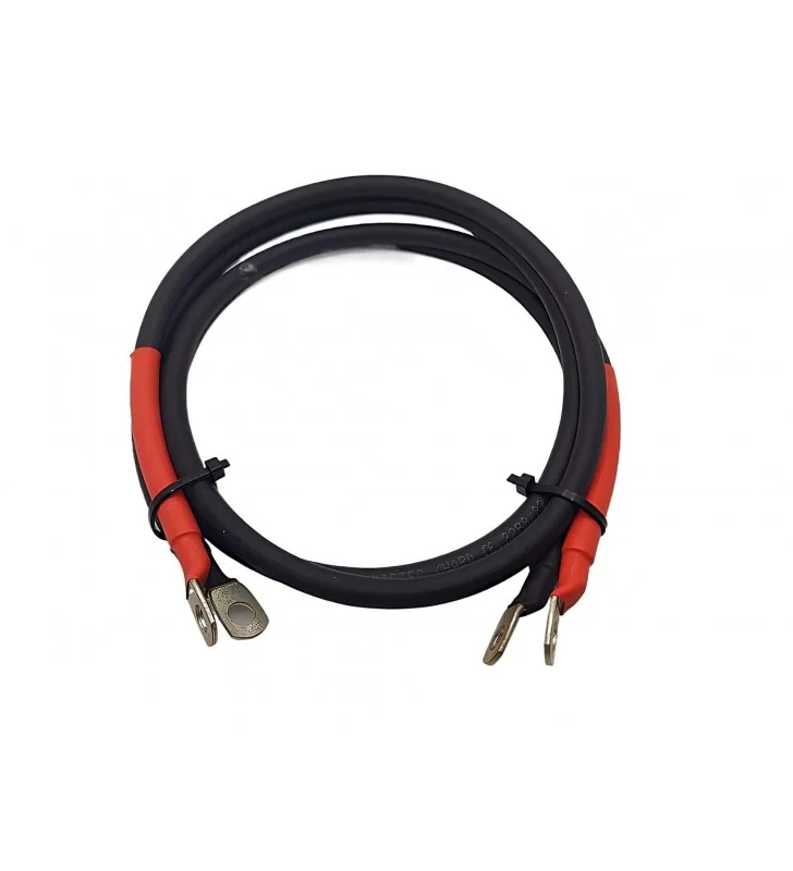 Set cabluri baterie–invertor 35 mm², papuci M8, plus și minus (2 × 1 m)